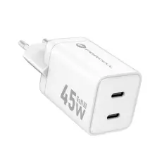 Forcell - Forcell GaN III Snabbladdare 45W 2x USB-C PD QC Mini - Vit