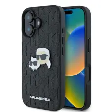 KARL LAGERFELD - Karl Lagerfeld iPhone 16 Plus Mobilskal Karl & Chaoupette Head Pin - Svart