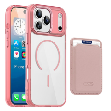 A-One Brand - iPhone 17 Pro Mobilskal MagSafe med Korthållare - Transparent Rosa