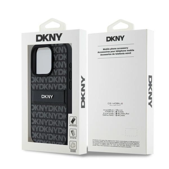 DKNY - DKNY iPhone 15 Pro Mobilskal Läder Mono Stripe & Metal Logo