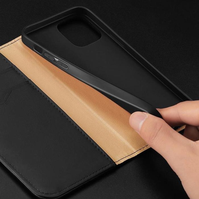 Dux Ducis - Dux Ducis iPhone 14 Pro Max Plånboksfodral Äkta Läder Hivo Flip - Svart