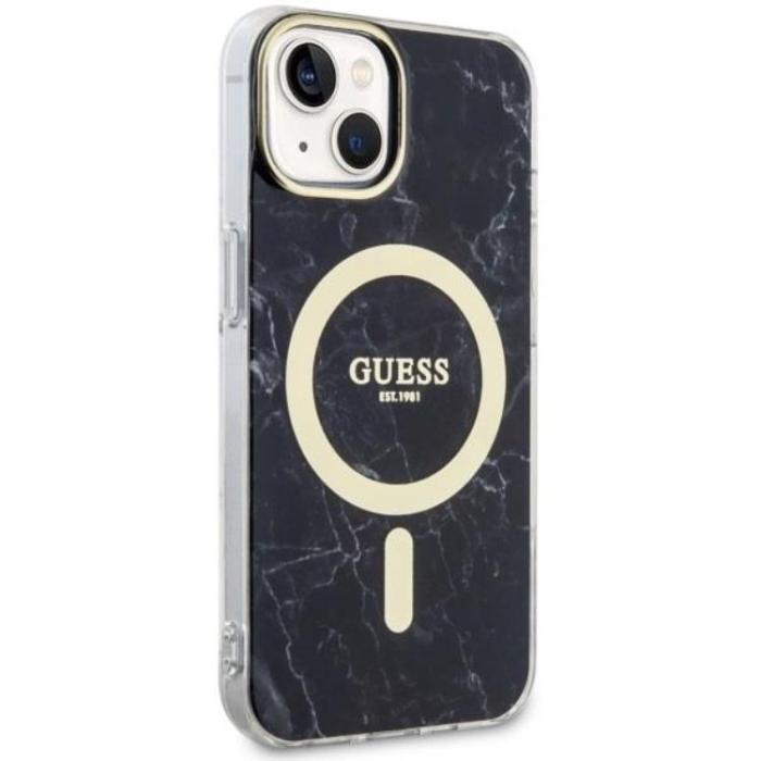 Guess - Guess iPhone 14 Mobilskal MagSafe Marble - Svart