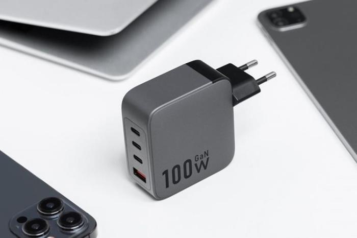 Forcell - Forcell F-Energy GaN Väggladdare 100W 3xUSB-C 1xUSB-A - Grå