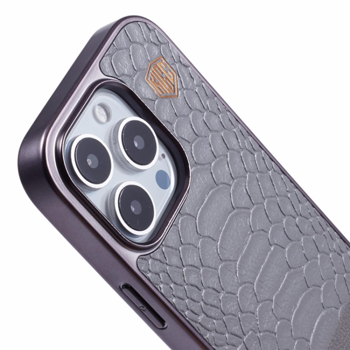 KIGC - KIGC iPhone 16 Pro Mobilskal MagSafe Crocodile - Grå