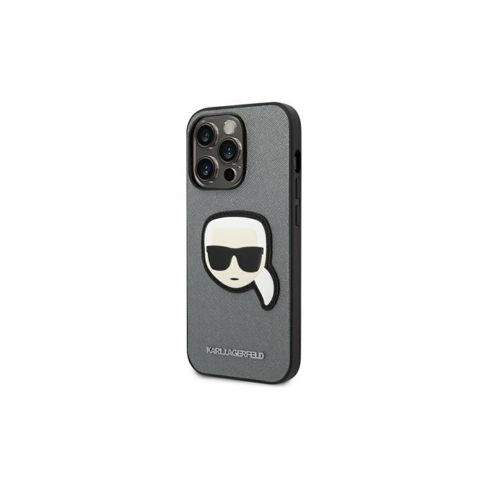 KARL LAGERFELD - Karl Lagerfeld iPhone 14 Pro Fodral Saffiano Silver