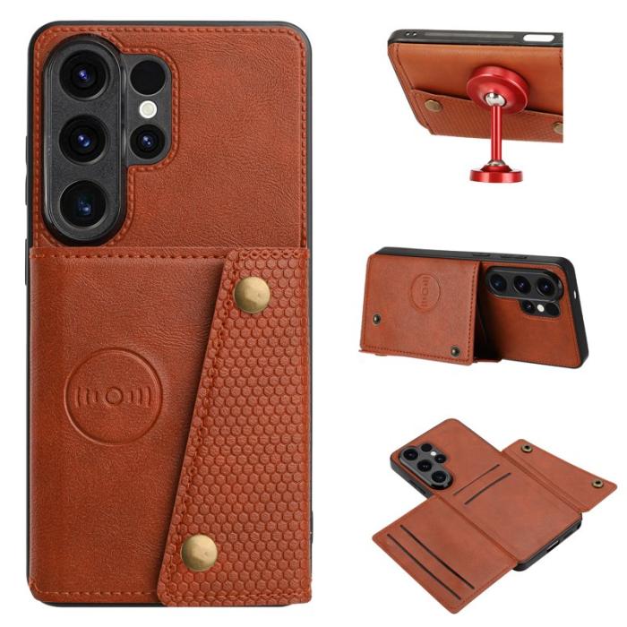 OEM - Mobilfodral för Samsung Galaxy S26 Ultra Kickstand och kortfack - Brun
