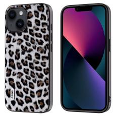 ABEEL - ABEEL Mobilskal till iPhone 13 Leopard Textur PU L&auml;der TPU PC Silver