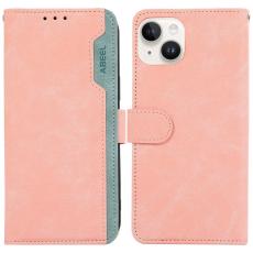 ABEEL - ABEEL Mobilskal till iPhone 13 Magnetiskt KonstL&auml;der RFID-Skyddande Rosa
