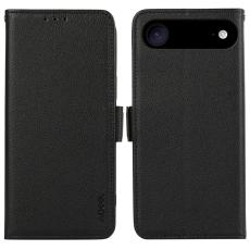 ABEEL - ABEEL iPhone Air Pl&aring;nboksfodral Litchi Textur Konstl&auml;der RFID-Skydd - Svart