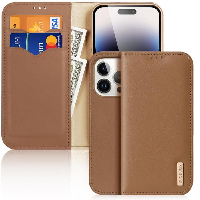 Dux Ducis - Dux Ducis iPhone 15 Pro Max Plånboksfodral Hivo - Brun