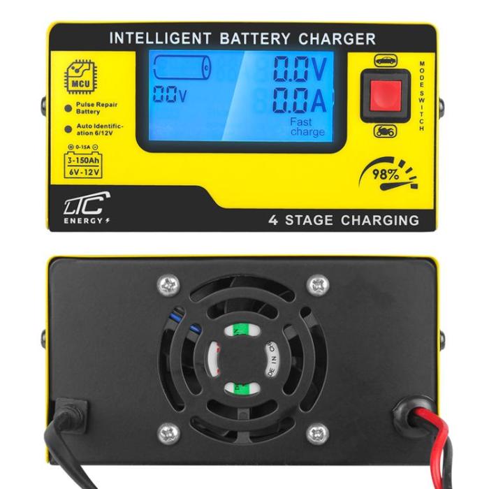 LTC - LTC Starthjälp Automatisk laddare, 6V/12V 15A Mikroprocessorlikriktare