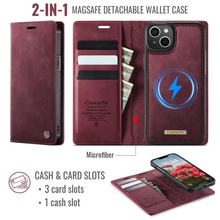 Caseme - CASEME C49 iPhone 13 Fodral MagSafe KonstLäder RFID-Skydd Röd