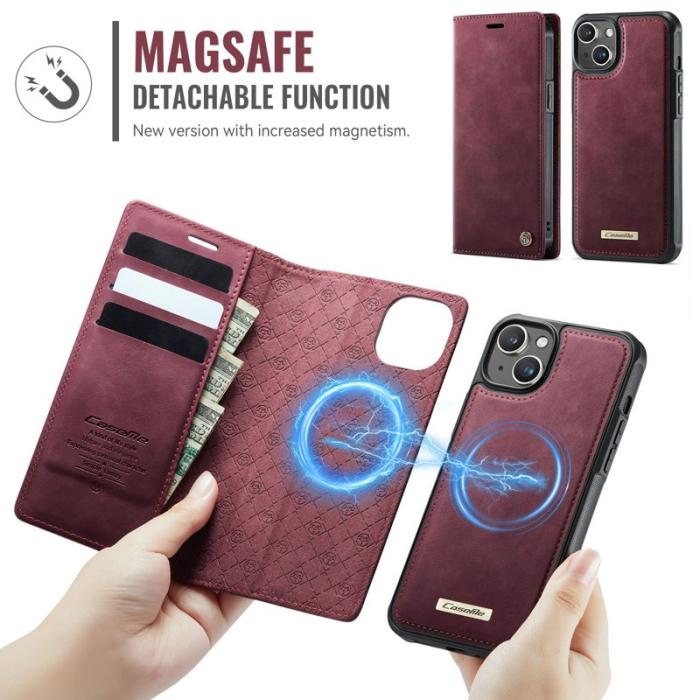 Caseme - CASEME C49 iPhone 13 Fodral MagSafe KonstLäder RFID-Skydd Röd