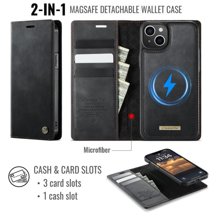 Caseme - CASEME C49 iPhone 13 Fodral MagSafe KonstLäder RFID-Skydd Svart