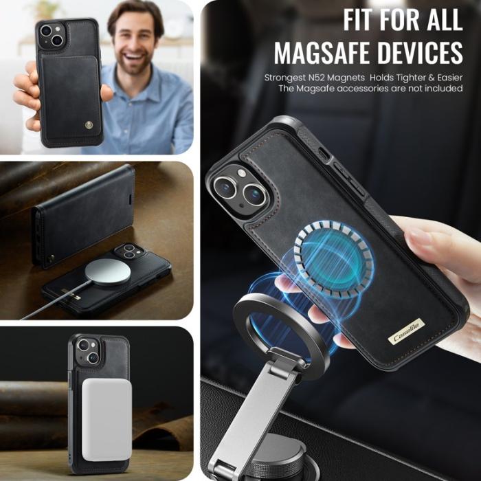 Caseme - CASEME C49 iPhone 13 Fodral MagSafe KonstLäder RFID-Skydd Svart