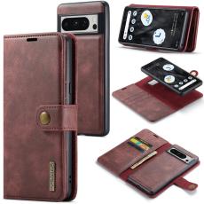 DG.MING - DG.MING Google Pixel 8 Pro Pl&aring;nboksfodral &Auml;kta L&auml;der Detachable Magnetisk R&ouml;d
