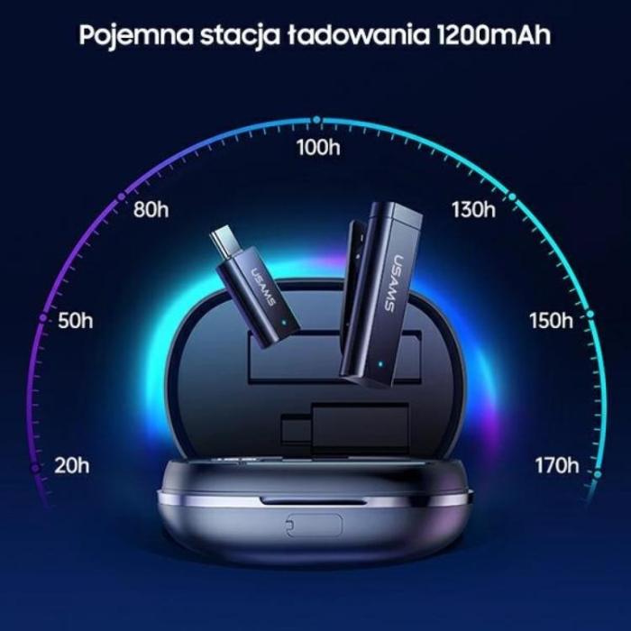 USAMS - USAMS Trådlös Lavalier-mikrofon Lightning ENC 2.4G ZB244MKF01