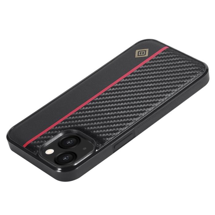 LC.imeeke - LC.IMEEKE iPhone 13 Fodral KonstLäder - Kolfibertextur - Svart