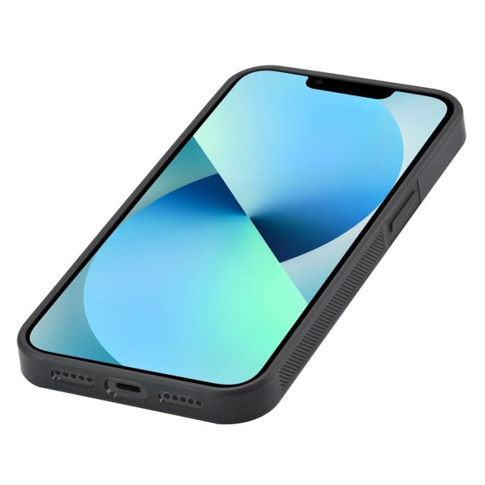 LC.imeeke - LC.IMEEKE iPhone 13 Fodral KonstLäder - Kolfibertextur - Svart