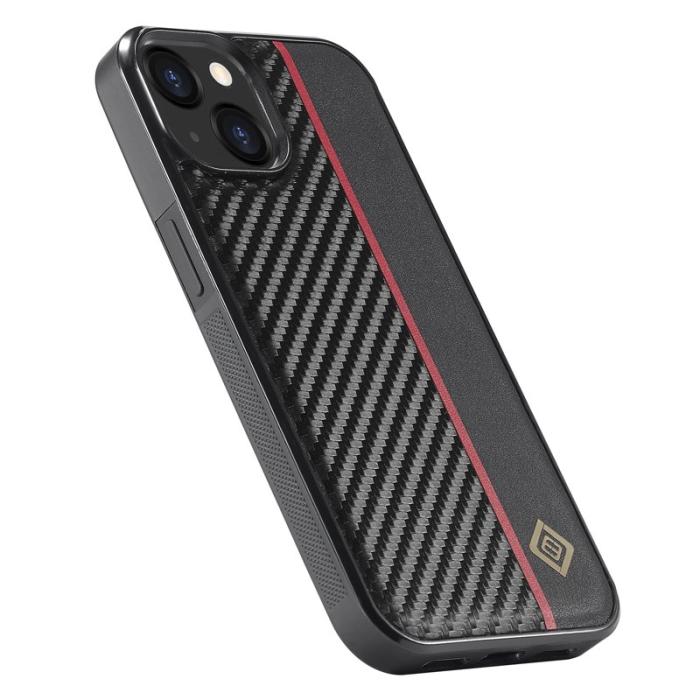 LC.imeeke - LC.IMEEKE iPhone 13 Fodral KonstLäder - Kolfibertextur - Svart