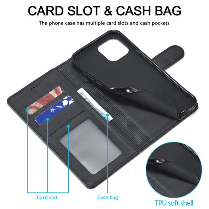 LC.imeeke - LC.IMEEKE iPhone 13 Plånboksfodral i Konstläder - Svart