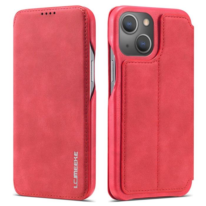 LC.imeeke - LC.IMEEKE iPhone 13 Fodral i Retro Stil - KonstLäder - Röd