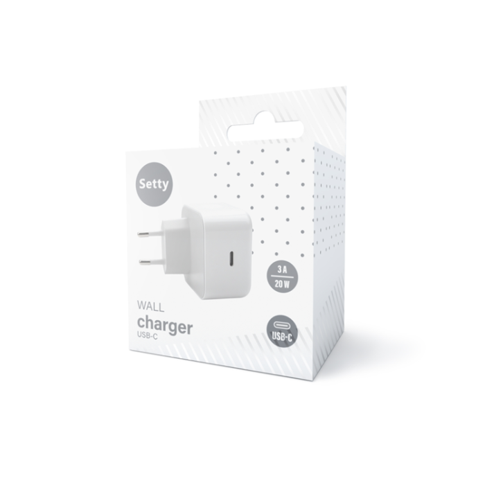 Setty - Setty Väggladdare USB-C 20W 3A - Vit