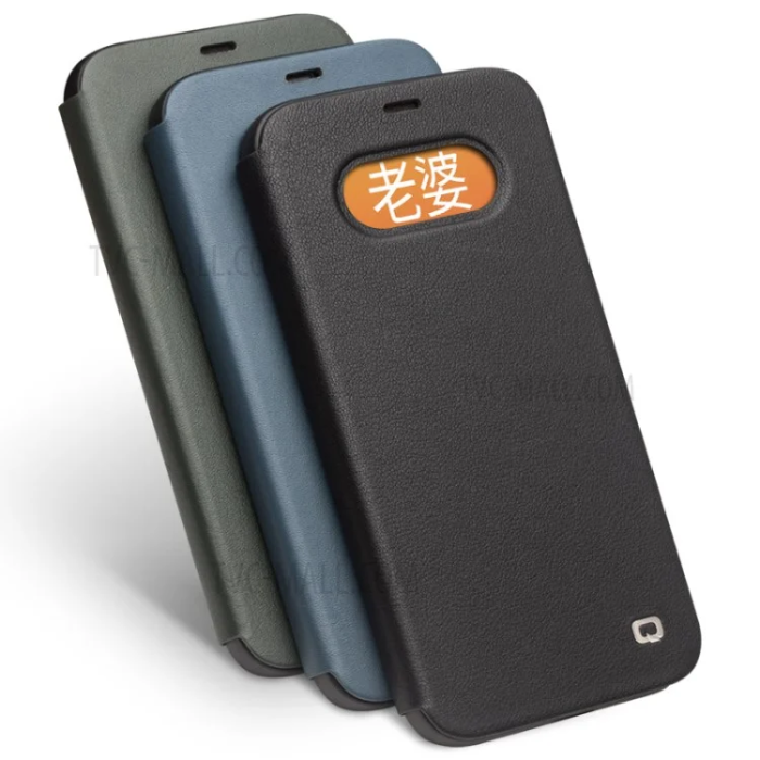 QIALINO - QIALINO iPhone 12 / 12 Pro Flipfodral Ultratunn Äkta läder - Svart