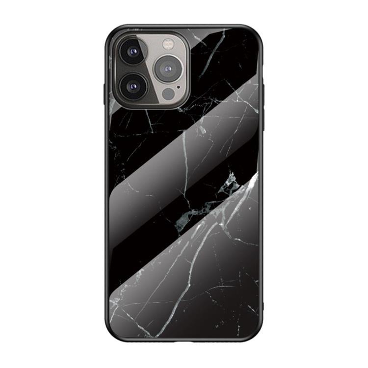 Anti-Scratch Härdat Glas Skärmskydd iPhone 13 Pro - Svart Marble | 5468 | AlltMobil