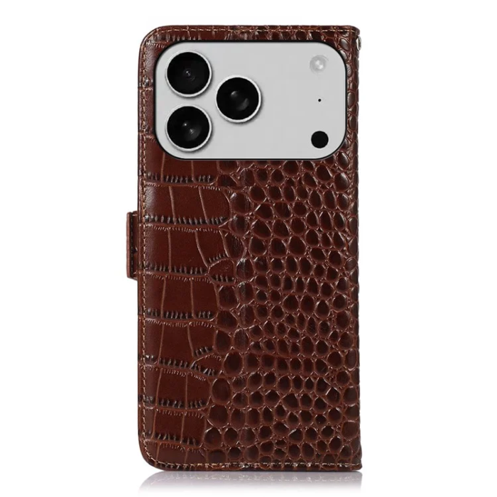 A-One Brand - iPhone 17 Pro Max Plånboksfodral Äkta läder Crocodile Texture