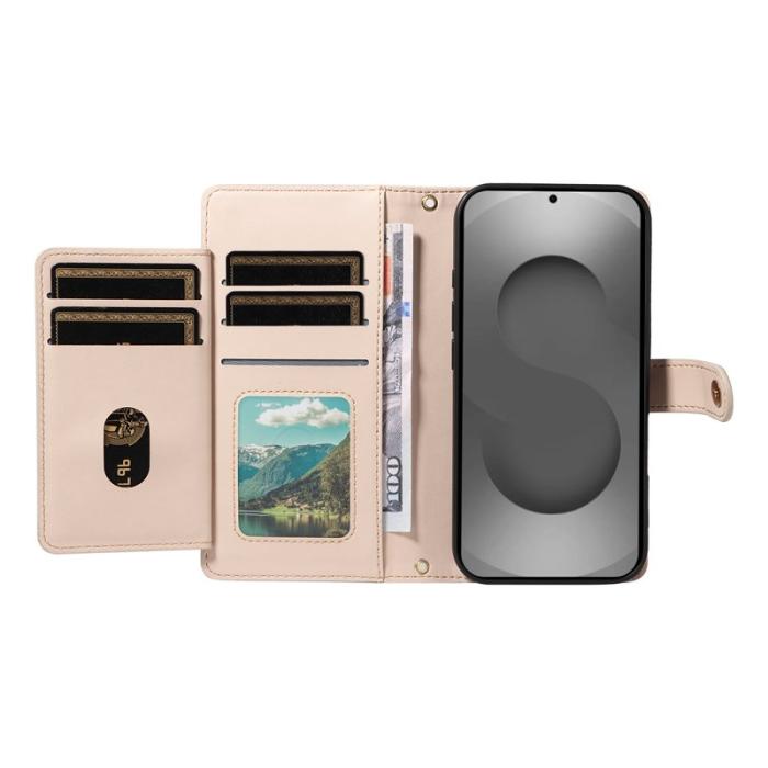OEM - Rhombus Samsung Galaxy S26 Ultra Fodral Äkta Läder Ställ - Beige