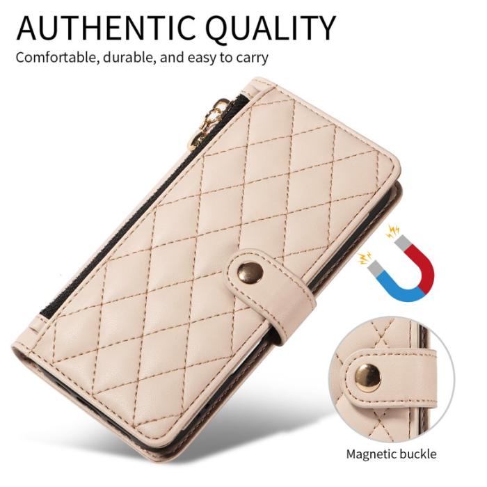 OEM - Rhombus Samsung Galaxy S26 Ultra Fodral Äkta Läder Ställ - Beige