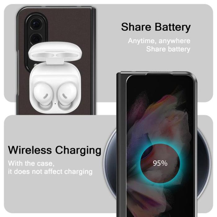 LC.imeeke - LC.IMEEKE Galaxy Z Fold 4 Skal TPU-ram Läder - Brun