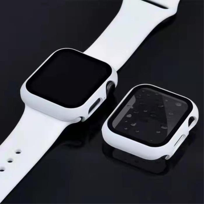 A-One Brand - 2-in-1 Skal Och Härdat Glas Skärmskydd Apple Watch 7 41 mm - Vit