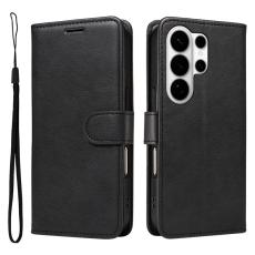OEM - Samsung Galaxy S26 Ultra Fodral &Auml;kta L&auml;der Med Rem - Svart