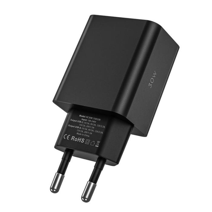 Tech-Protect - Tech-Protect NC30W 2-Port Nätverk Laddare - Svart