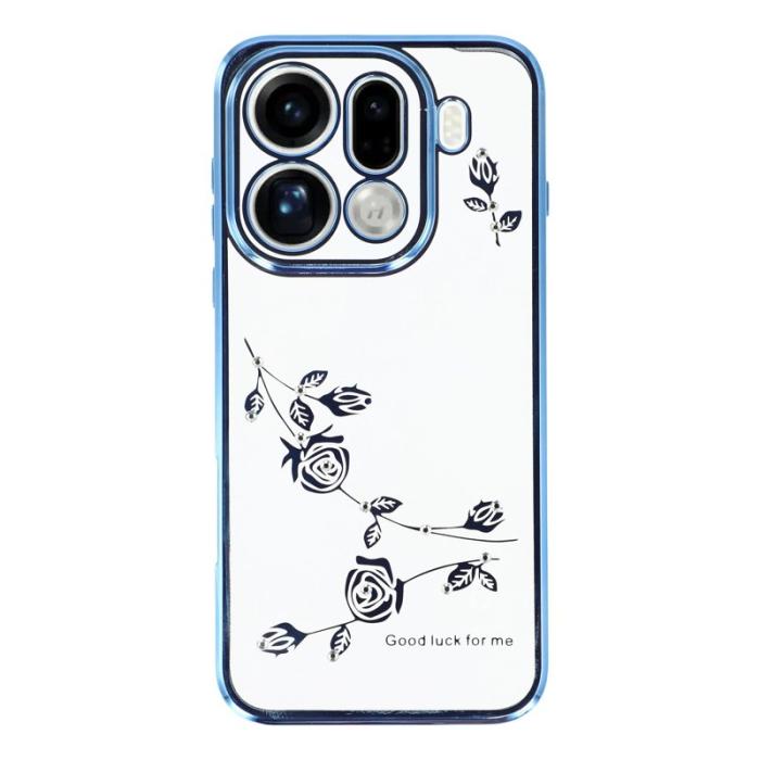 KADEM - KADEM Mobilskal till Oppo Find X9 Pro 5G Plast Blommor Rhinestones - Blå