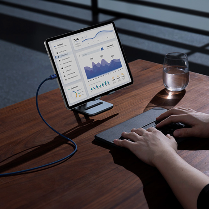 BASEUS - Baseus USB-C till USB-C kabel 100W 1m Tungsten Gold - Marinblå