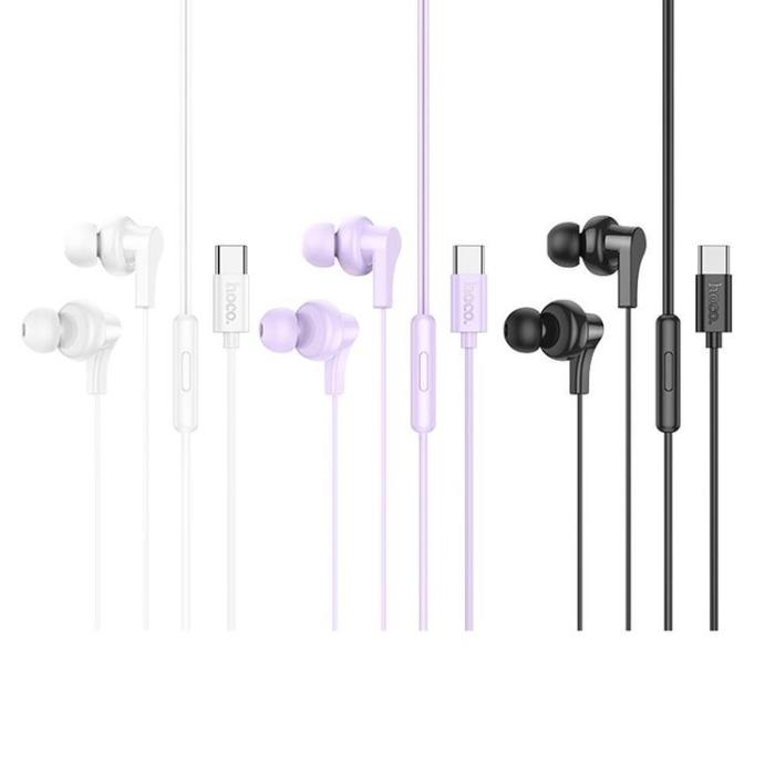 Hoco - HOCO Trådbundna Hörlurar USB-C Kabel 1.2m Mikrofon M114 Svart