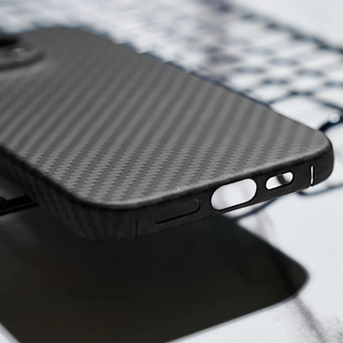 A-One Brand - iPhone 16 Pro Mobilskal Aramid Fiber Coarse Texture - Svart
