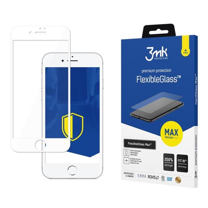 3MK - 3MK iPhone 7 / 8 - Vit Hybrid Okrossbart Glas FlexibleGlass