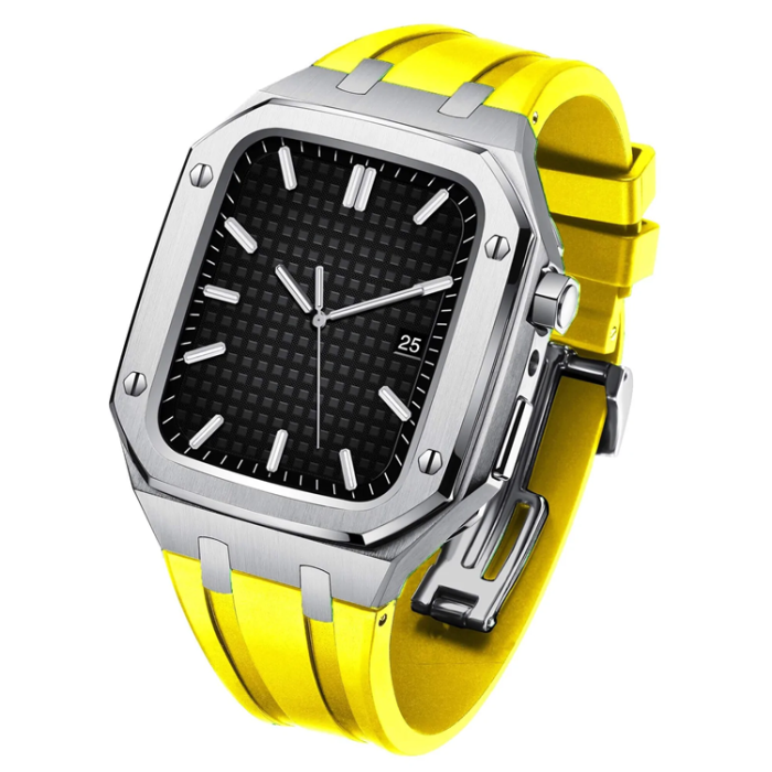 UTGATT1 - Apple Watch 7/8/9 (45mm) Luxury Band Armor Stainless Steel - Silver/Gul