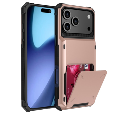 A-One Brand - iPhone 17 Pro Max Mobilskal Dual Layer korthållare - Roséguld