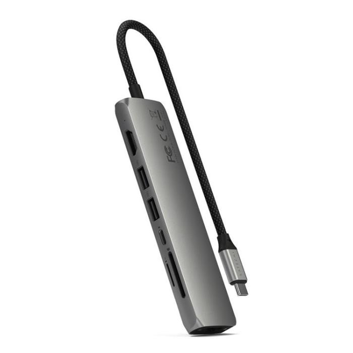 Satechi - Satechi 7-i-1 HUBB USB-C Slim Multiport Adapter med Ethernet - Rymdgrå