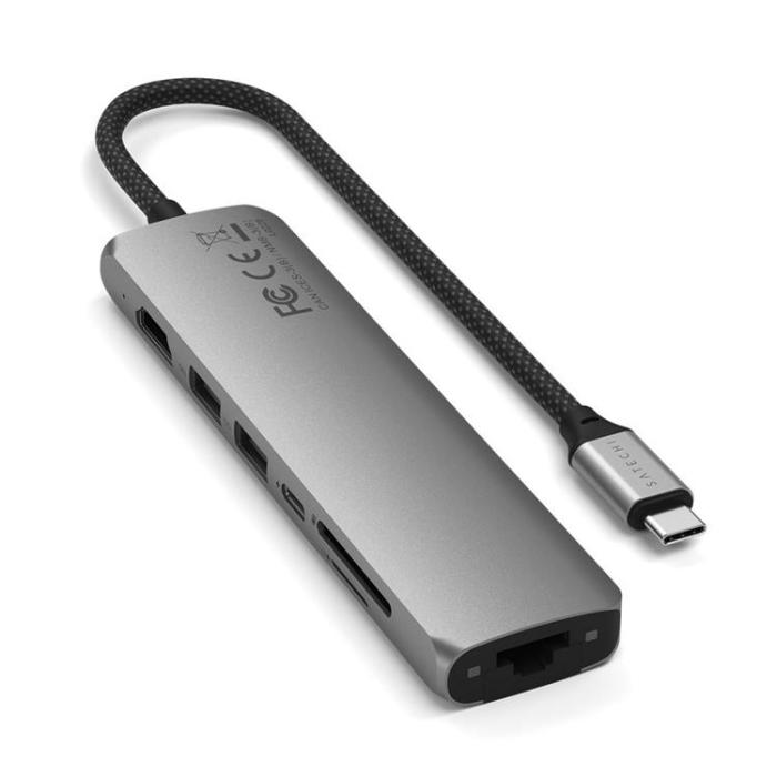 Satechi - Satechi 7-i-1 HUBB USB-C Slim Multiport Adapter med Ethernet - Rymdgrå