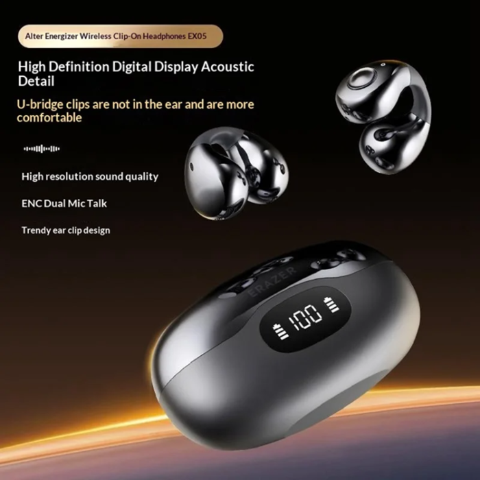 ERAZER - ERAZER In-Ear Hörlurar Bluetooth EX05 Clip-On - Iron Grå