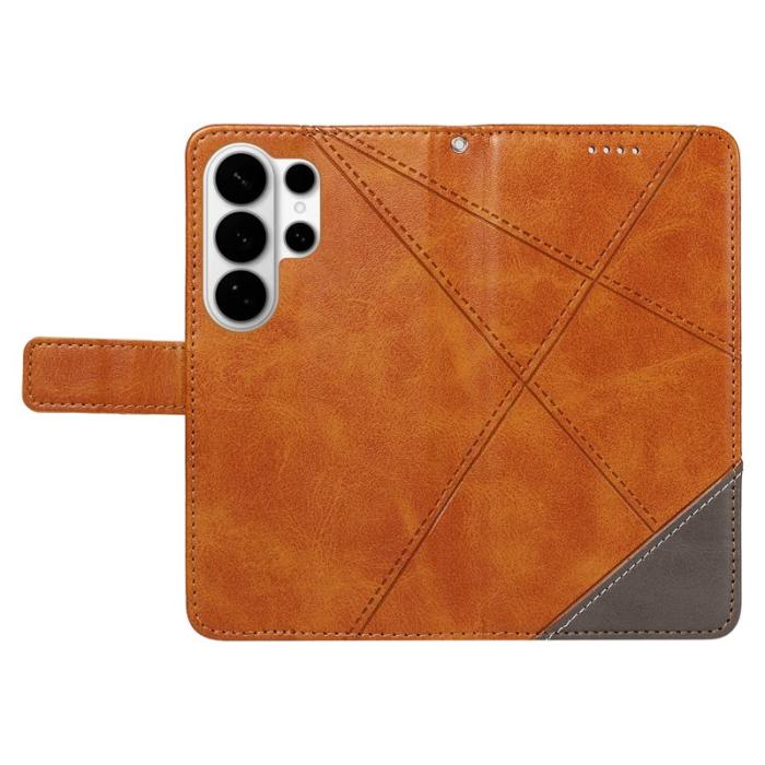 OEM - Samsung Galaxy S26 Ultra Fodral Äkta Läder Geometrisk Design - Brun