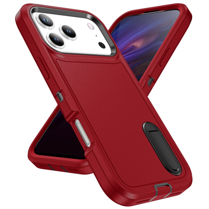 A-One Brand - iPhone 17 Pro Max Mobilskal Kickstand - Svart/Röd
