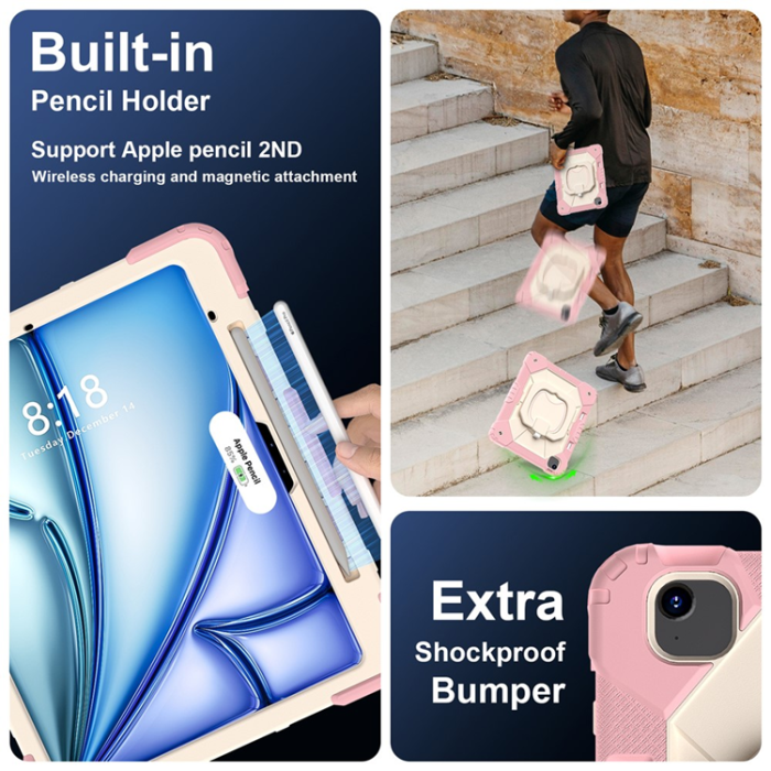 A-One Brand - iPad Air 13(2025/2024) Skal Kickstand - Roséguld/Grå