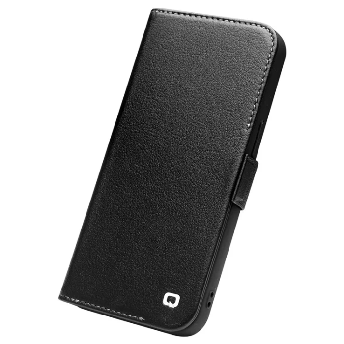 QIALINO - Qialino iPhone 14 Plånboksfodral Äkta Läder Magnetic - Svart